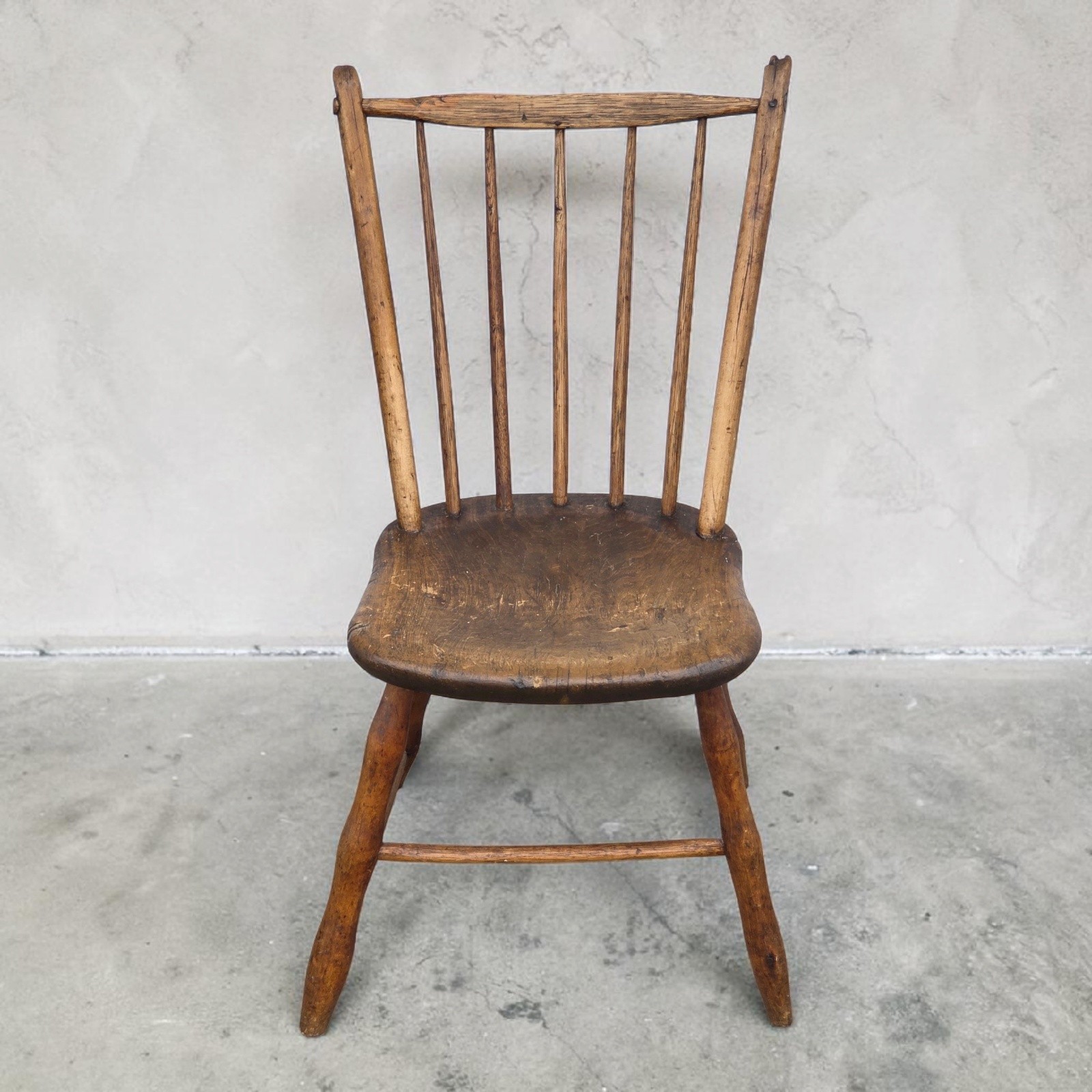 Early 19th C Windsor Chair Primitive Spindle Back PA NY Transitional Form RARE