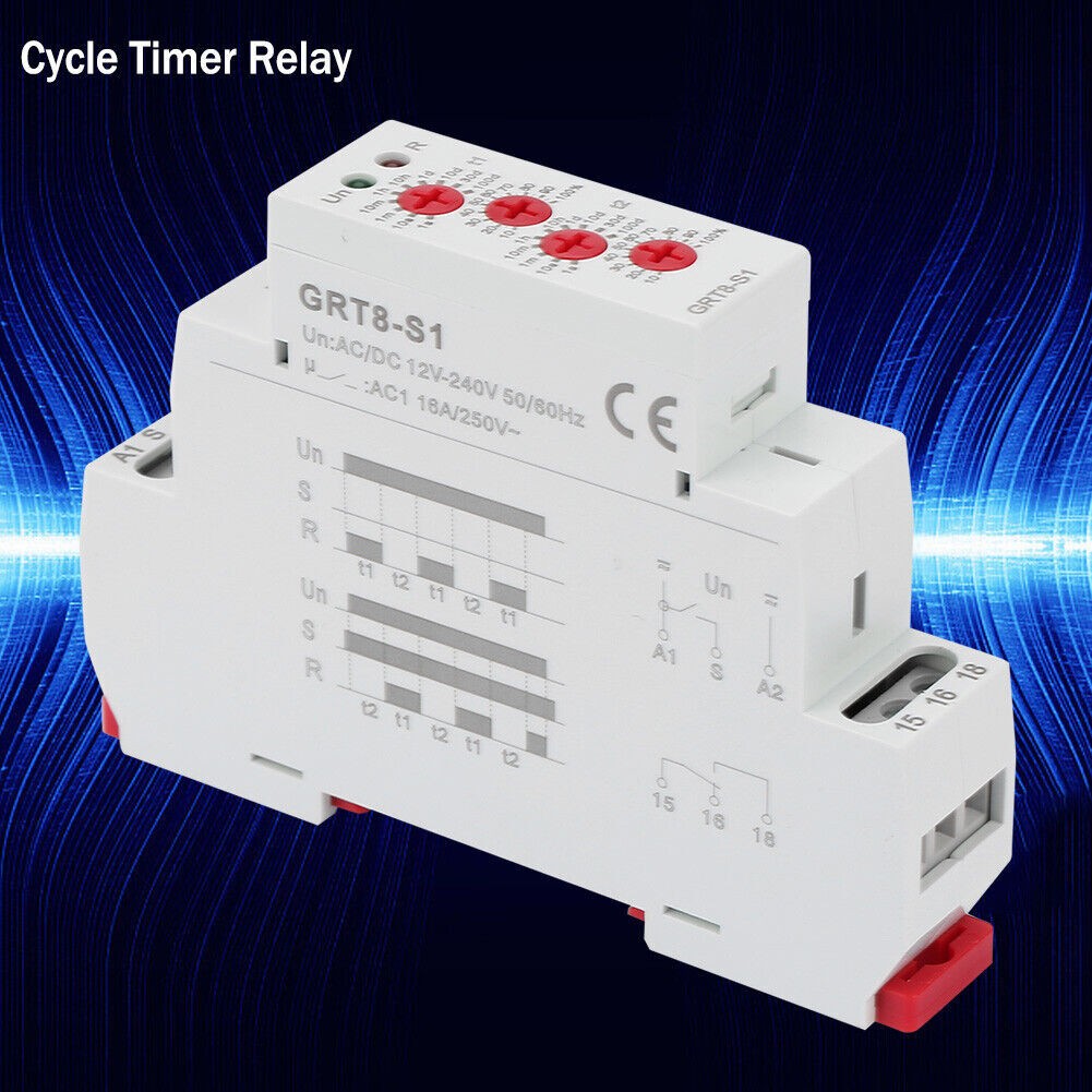 GRT8-S1 Mini Asymmetric Cycle Timer ON/OFF Repeat Cycle Time Relay AC/DC12-240V