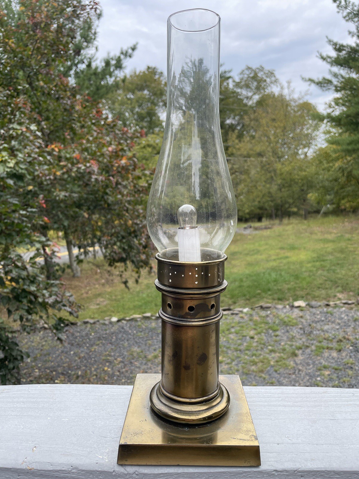 Vintage Brass Lamp Lantern Nautical Lighting Mid-Century Deco Design