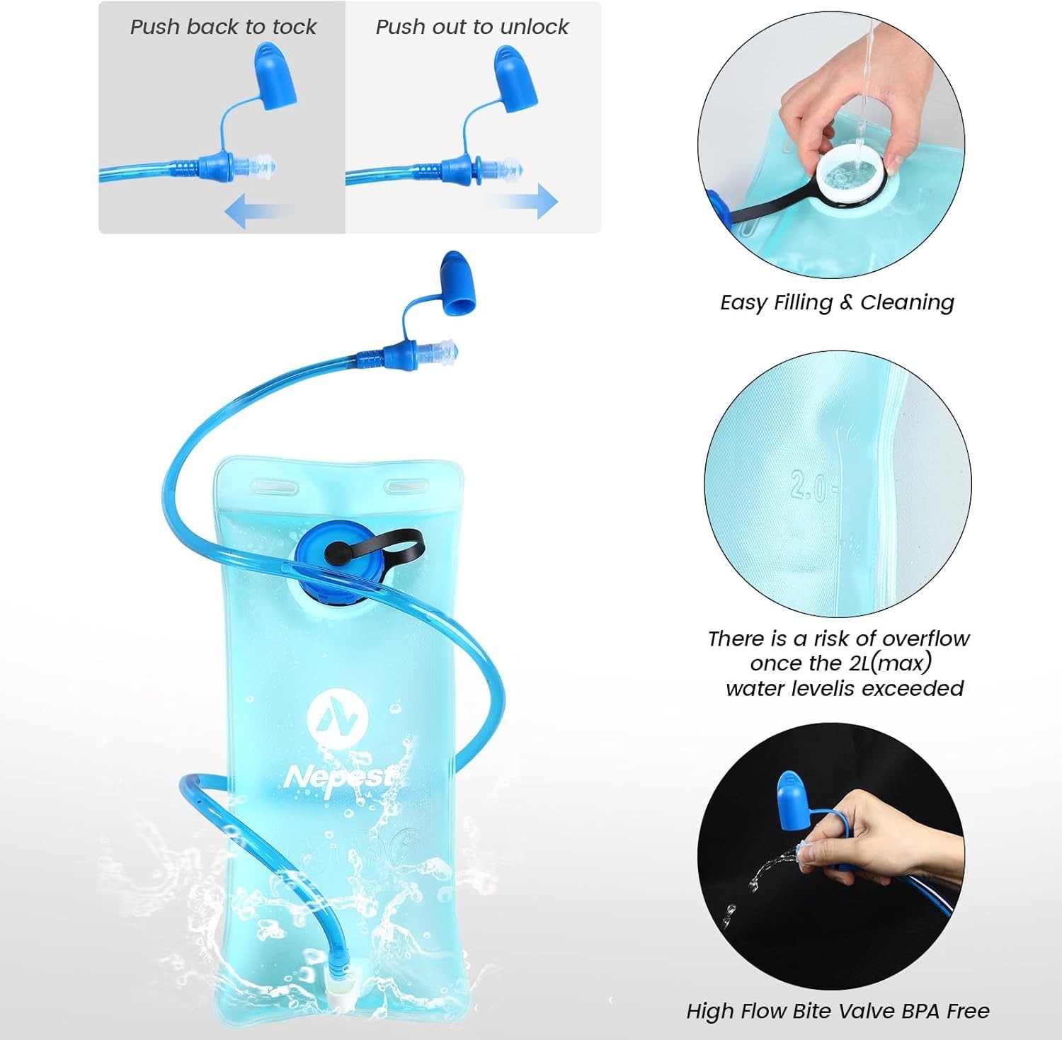 Hydration Pack Backpack for Women & Men, Lightweight Water Backpack with 2L W...
