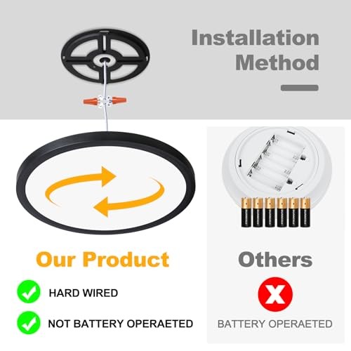 Dimmable LED Flush Mount Ceiling Light with Remote Control, 8.7inch Black
