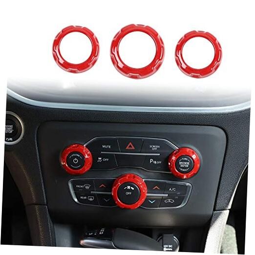 Radio AC Knobs Air Conditioner Switch Button for 2015-2024+ Dodge Red