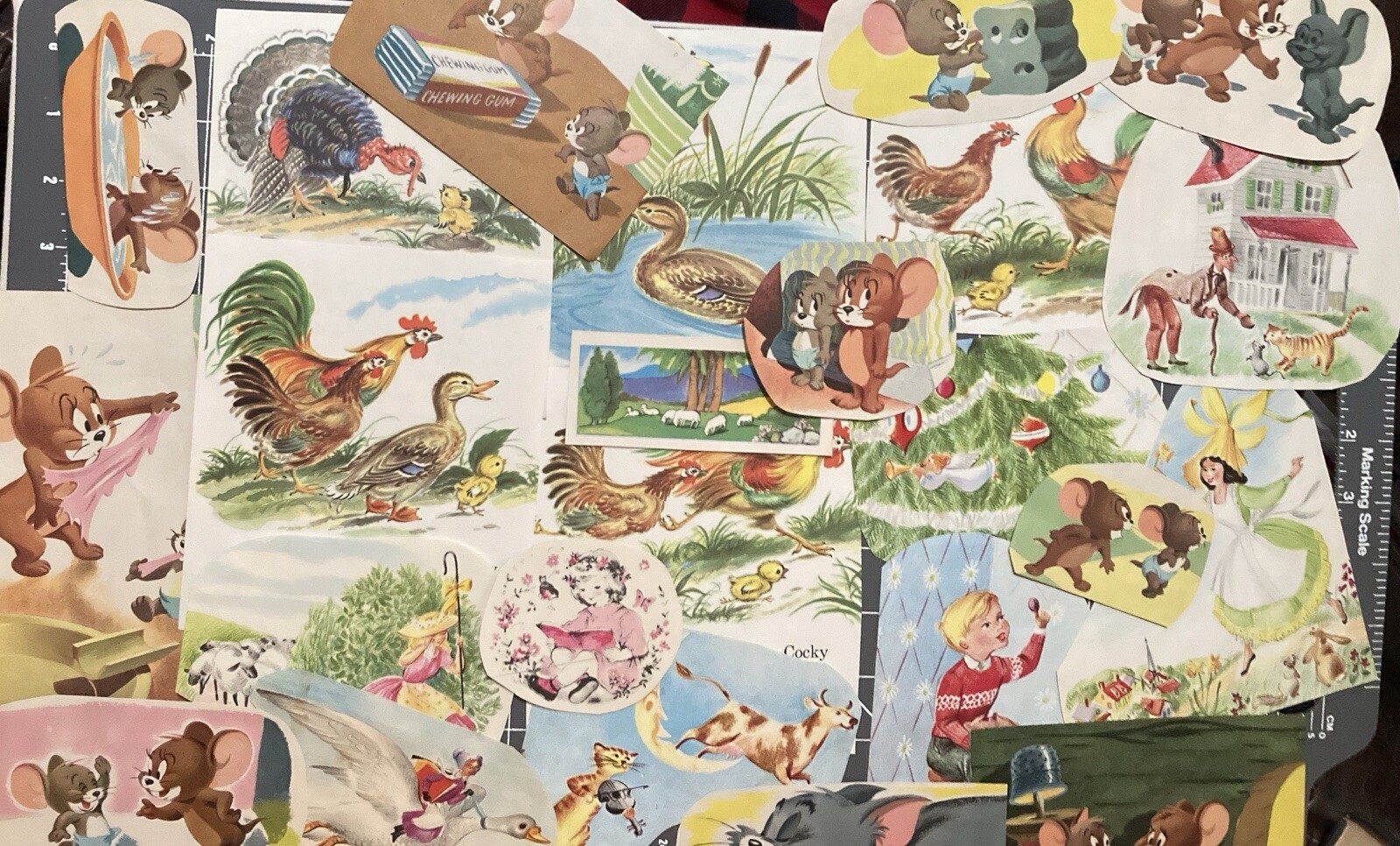 Lot of 24 VTG Fussy Cut Images Animal Stories Mice  For Junk Journals Collage