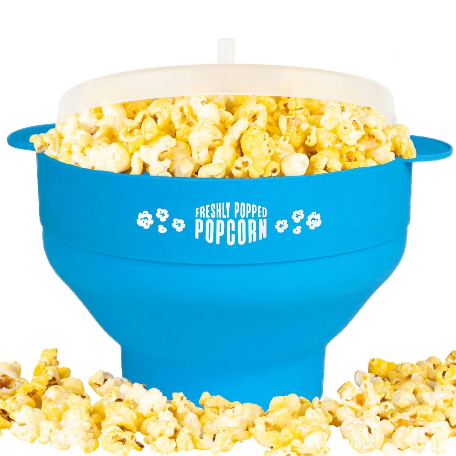 Silicone Microwave Popcorn Popper (Blue) Air Popper Popcorn Maker No Oil Requ...