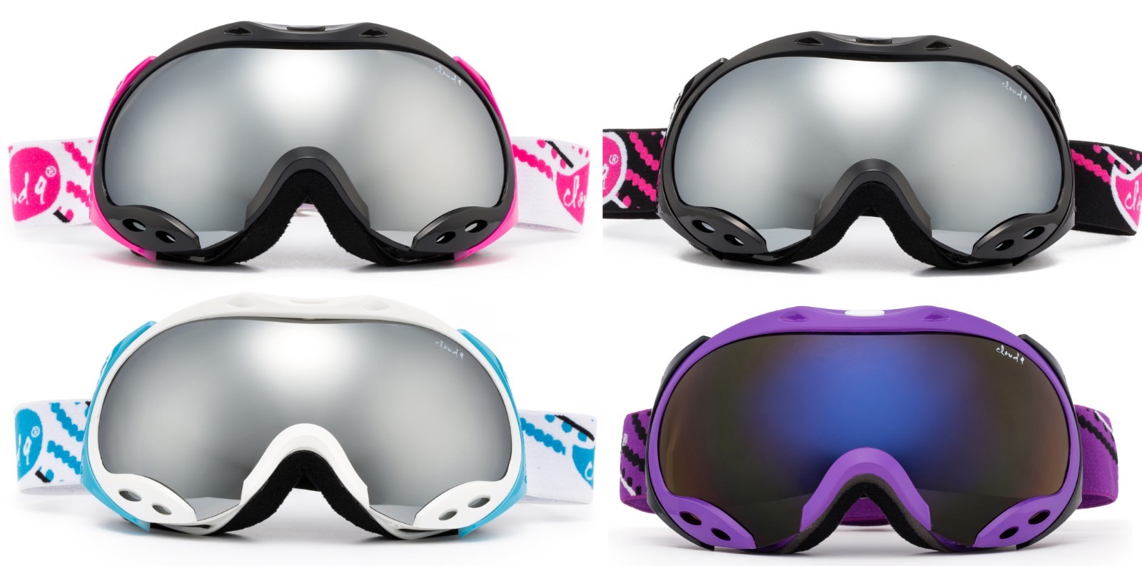 Women Snow Ski Goggles "Japan Air" Anti-Fog Double Lens Wide Angle Pink Purple