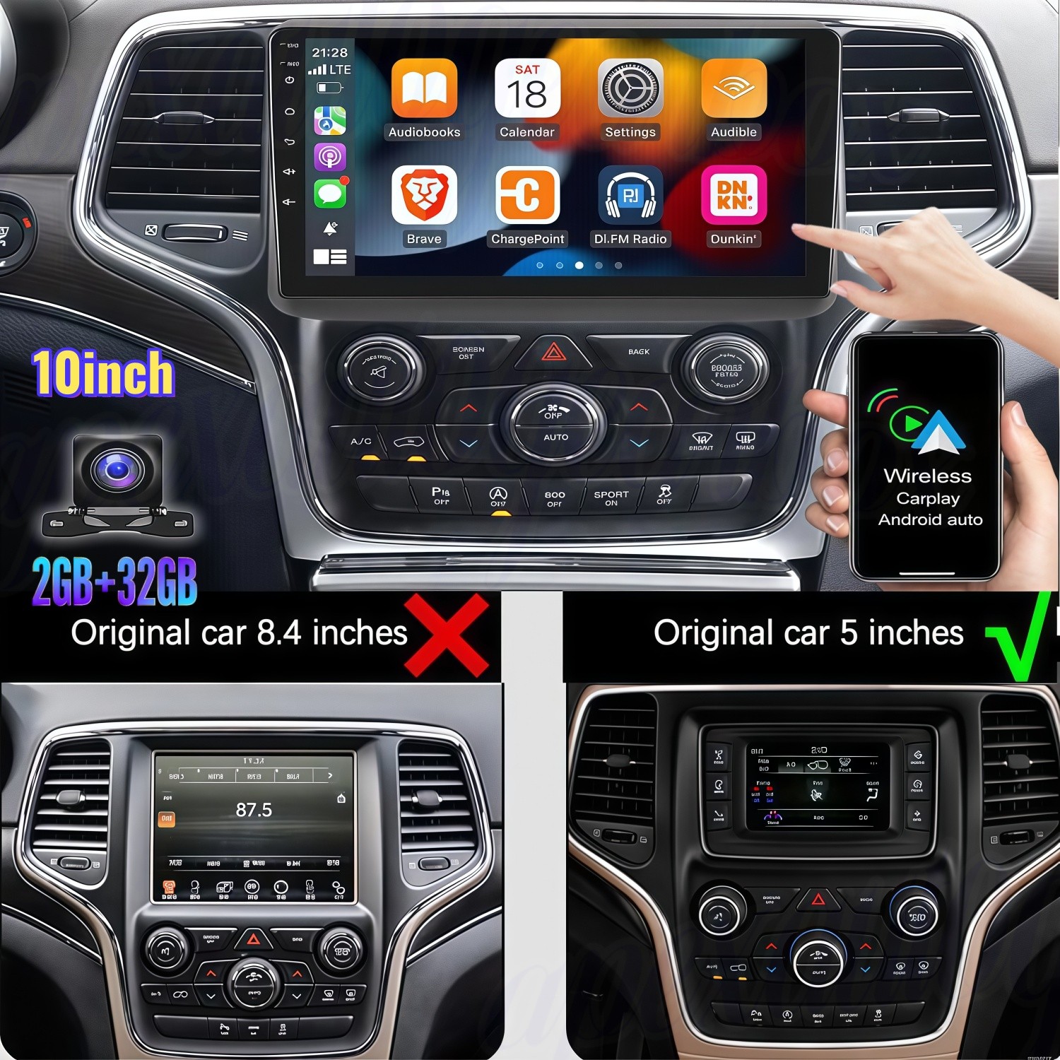 For 2014-2022 Jeep Grand Cherokee Android 13.0 Car Radio Stereo Carplay GPS Navi