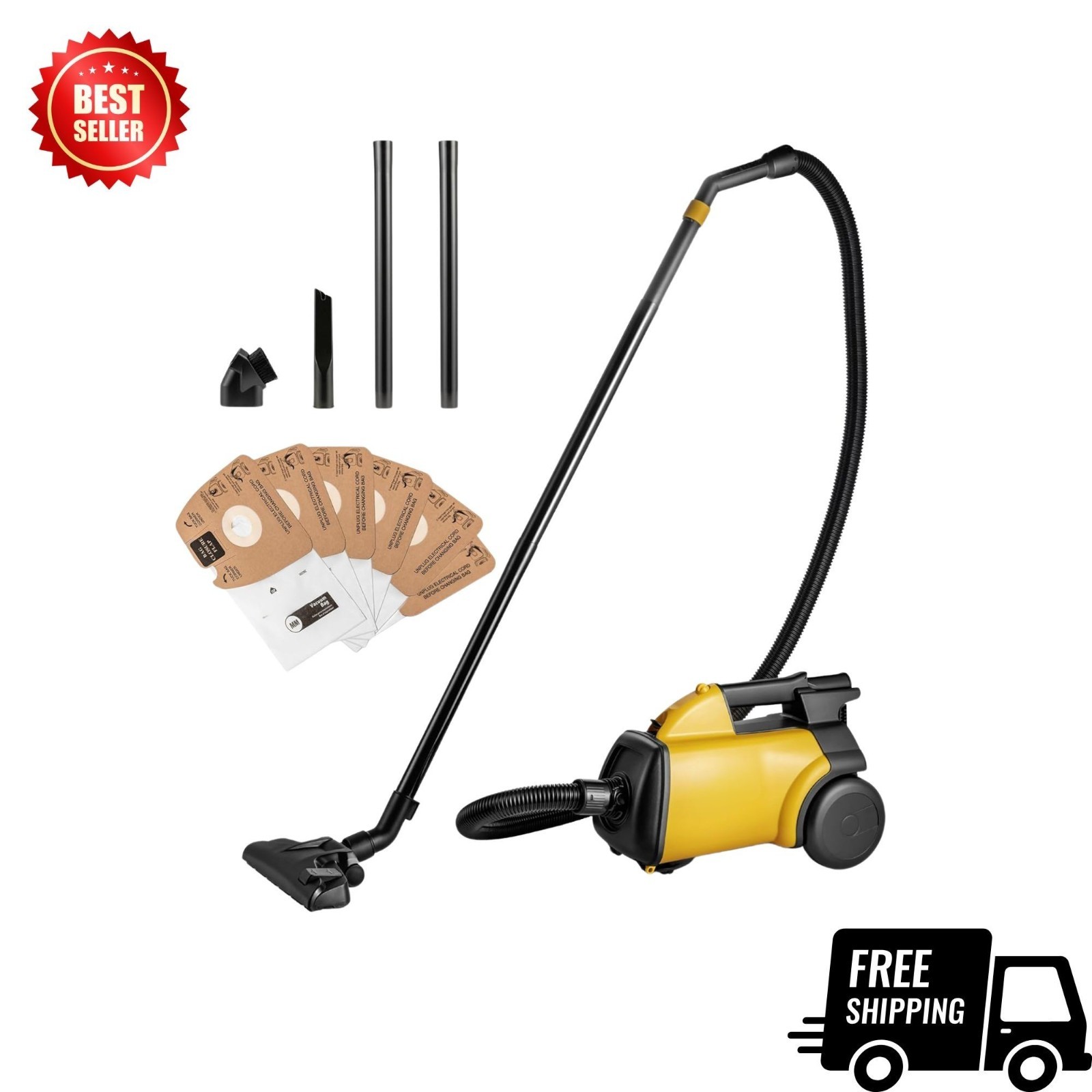 3670M Canister Vacuum – Lightweight, Powerful Cleaner for Carpets & Hard Floors,