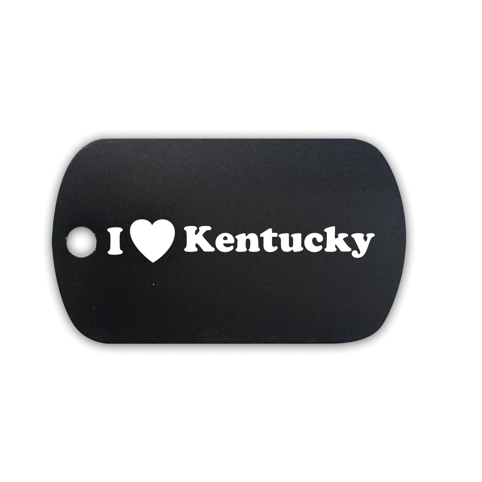 I Love Kentucy GI Dog Tag Aluminum Keychain with Custom Engraving