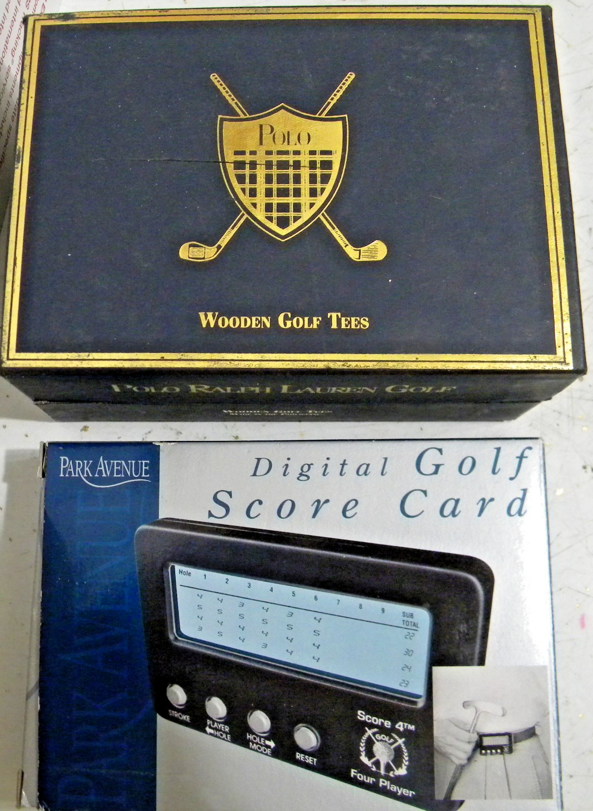 Golf Tees  Polo Ralph Lauren Wood  24 Piece Park Ave Digita Golf Score Card New!
