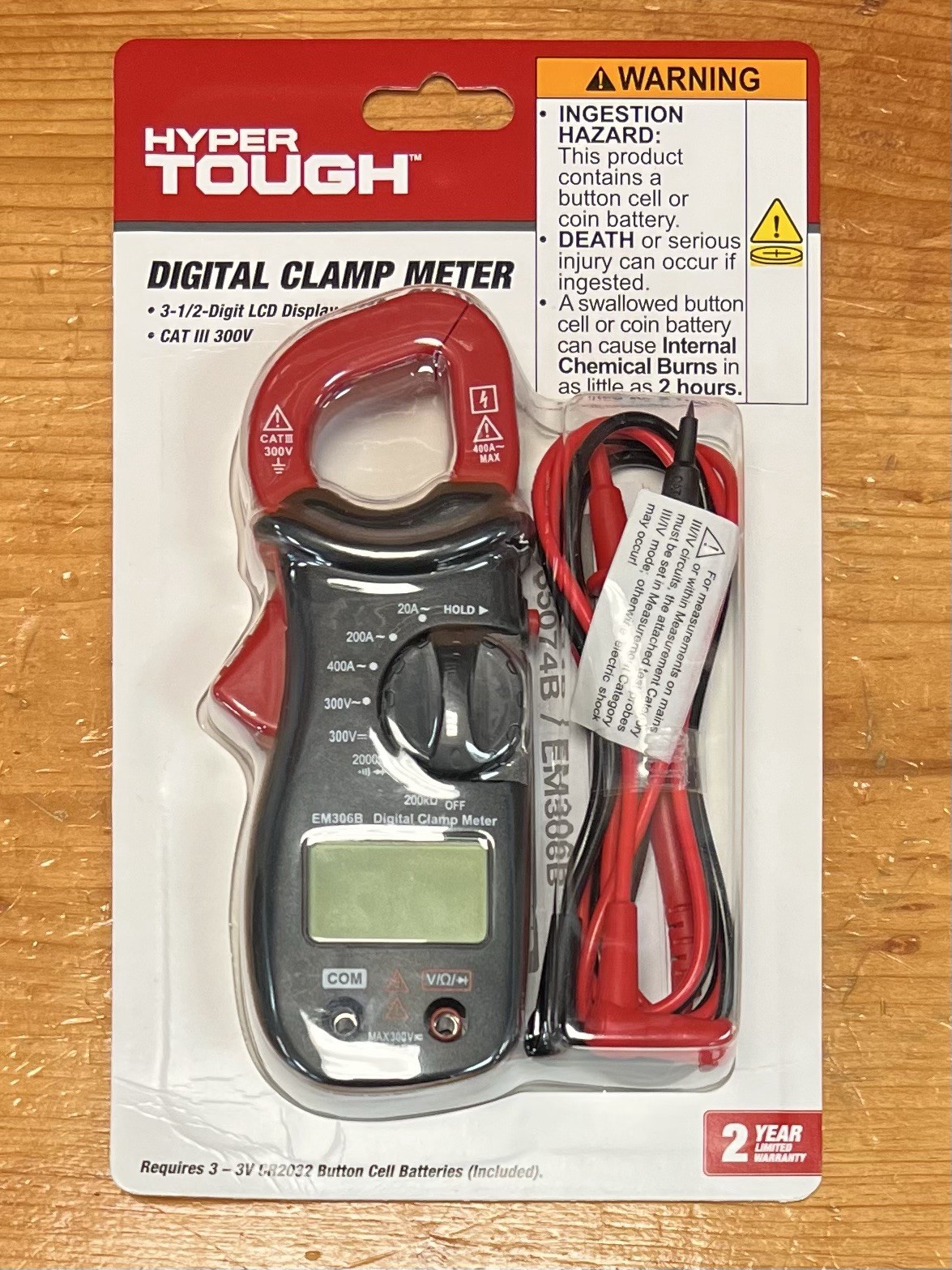 Hyper Tough Digital Clamp Meter Electrical Wire Current Tester with LCD Screen