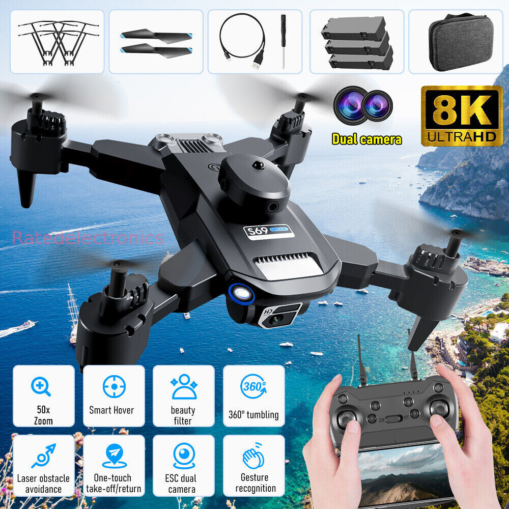 2023 Drones Quadcopter 8K GPS Drone S69 with HD Dual Camera WiFi FPV Foldable RC