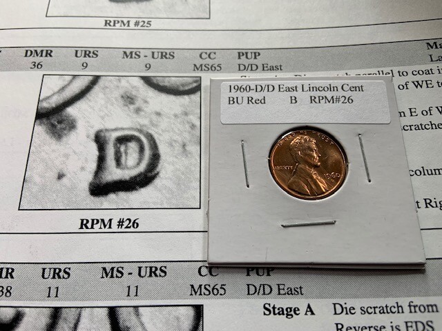 1960-D D/D East Lincoln Cent RPM BU Red RPM #26