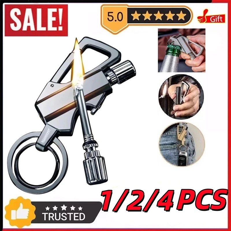 1/2/4X Permanent Match Infinity Lighter Strike Multitool Keychain Bottle Opener