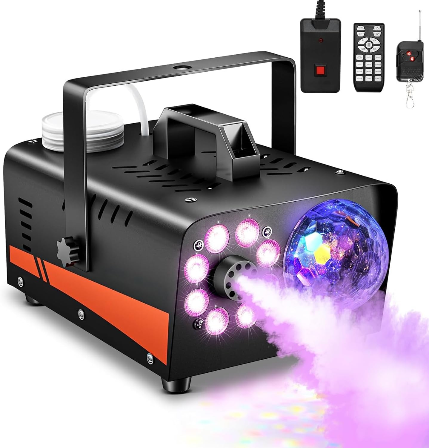 Dashsafe Fog Machine, Smoke Machine with Disco Ball Lights, 800W and Black A1