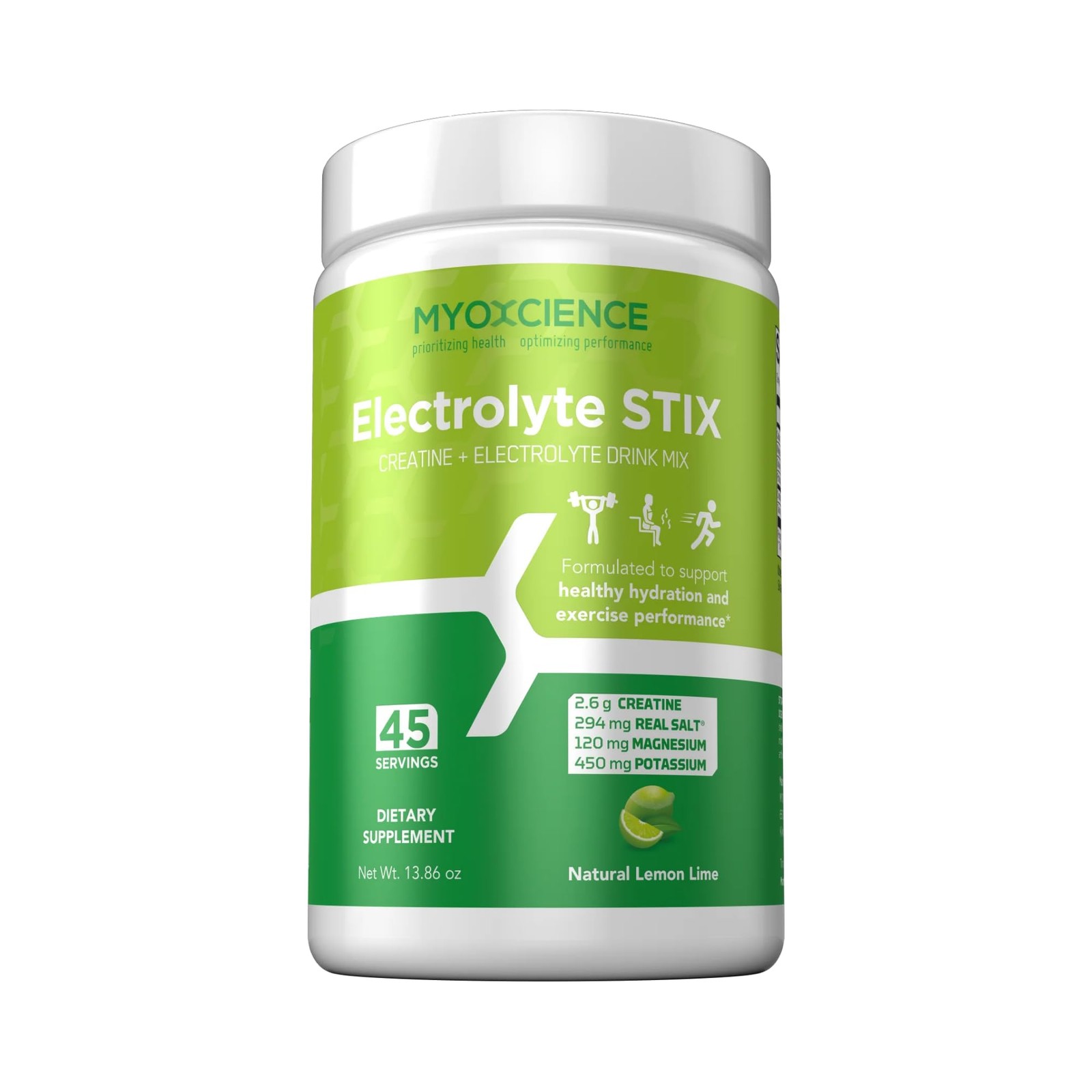 MYOXCIENCE Electrolyte STIX | Creatine Powder | Recovery 45 Count