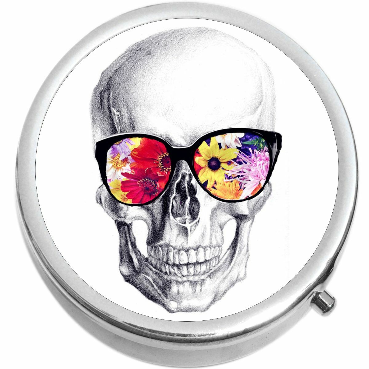 Skull With Sunglasses Medicine Vitamin Pill Box