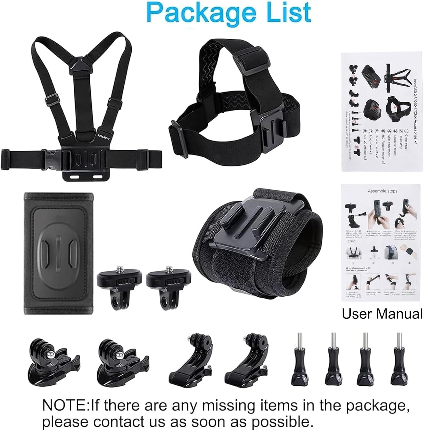 Accessories Kit for Insta360 One X5/X4/X3/X2/X, One R, X and Gopro Hero 9,New Qu