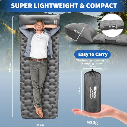 Sleeping Pad for Camping- Ultralight Inflatable Sleeping Mat with Built Grey