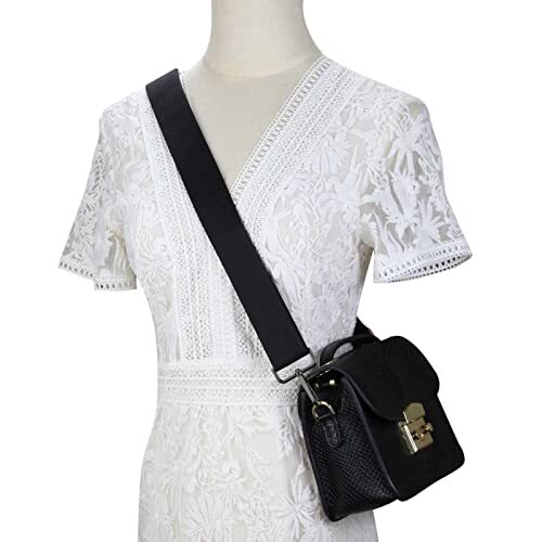 Allzedream Thick Purse Strap Wide Adjustable Black-gun Black Hardware