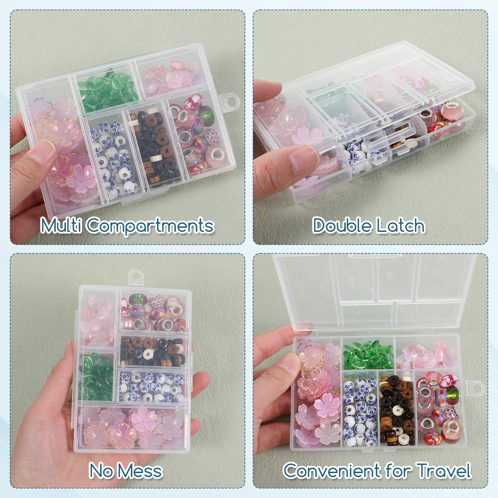 2Pcs Plastic Organizer Box with Dividers, 6 Grids Mini Organizer Clear Small ...