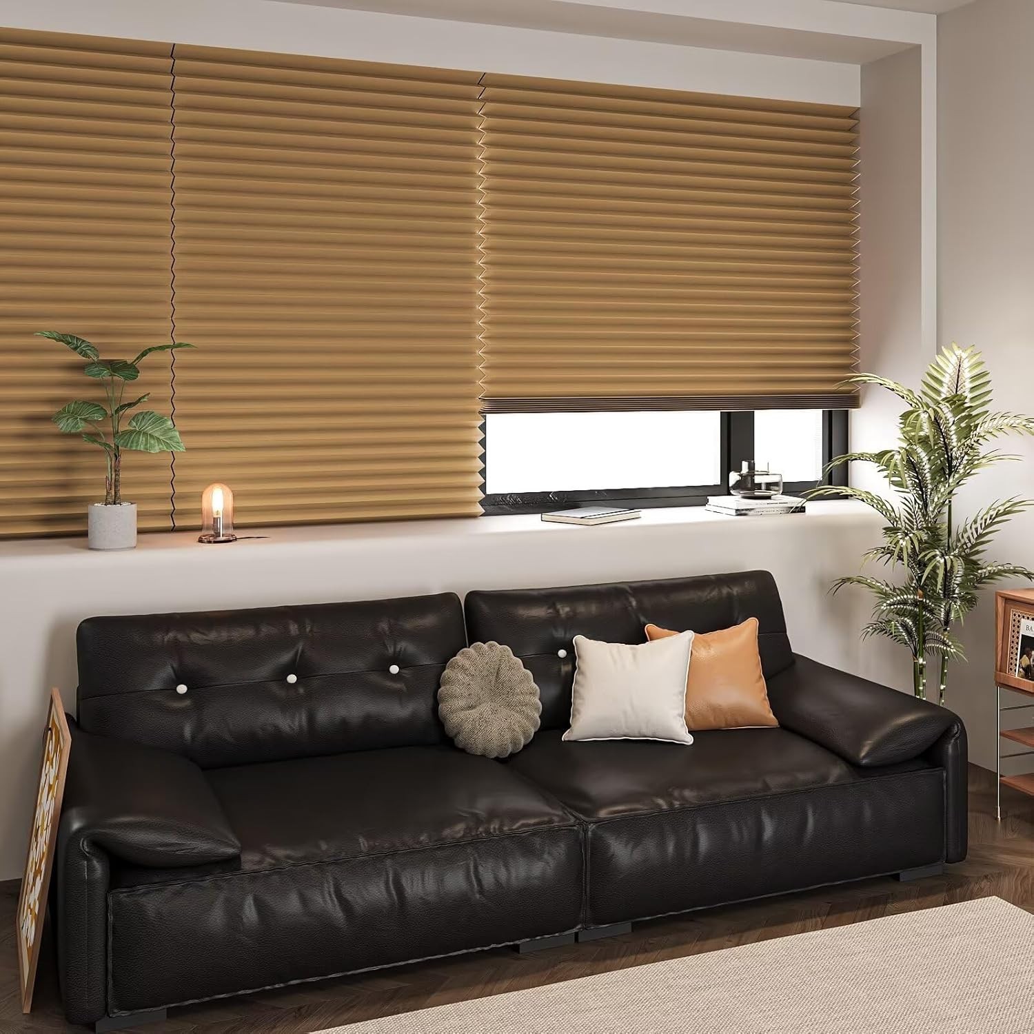 Temporary Shades 6 Pack Pleated Paper Blinds 48 W x 72 H Brown - customizable