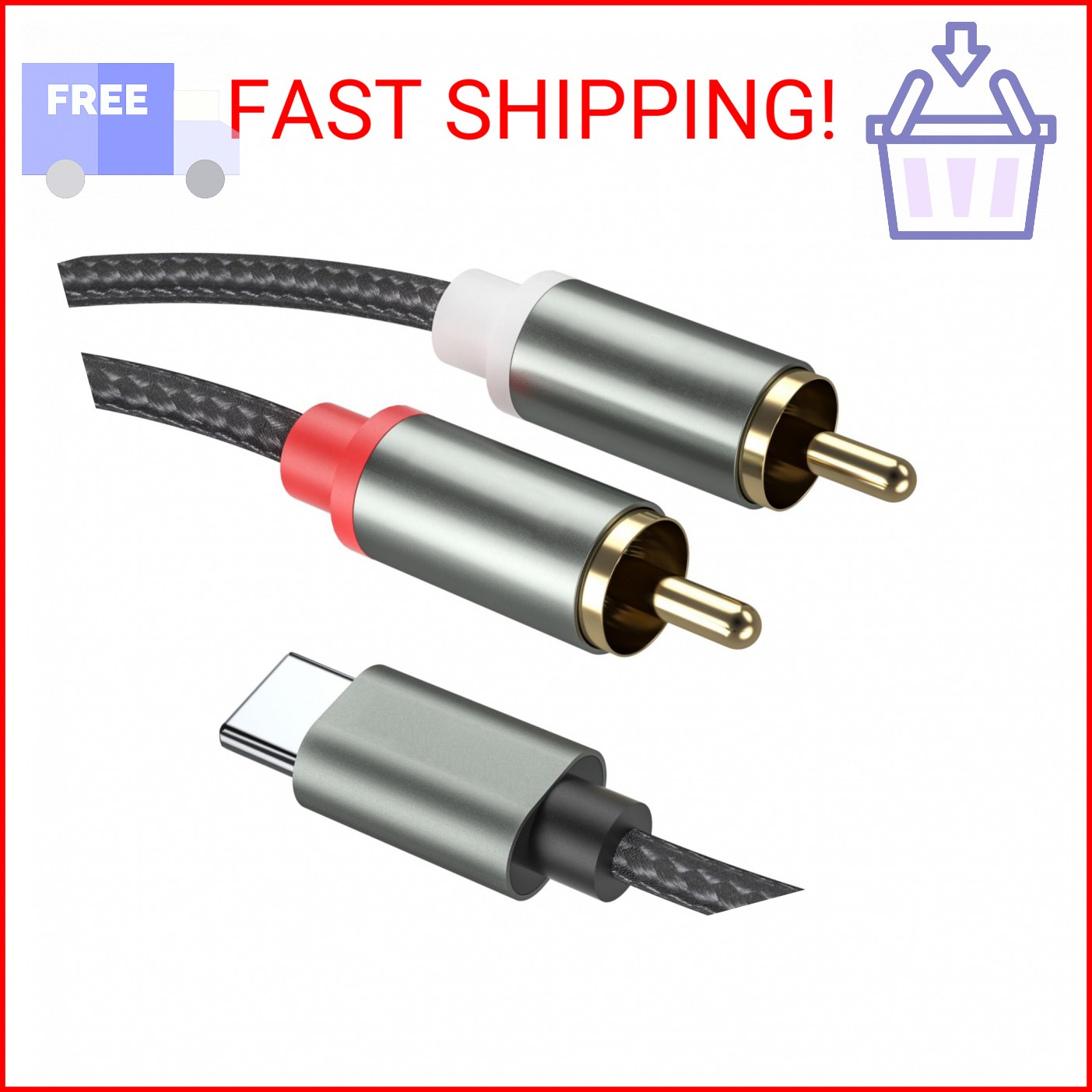 Froggen USB C to 2 RCA Audio Cable, RCA Cables Type-C to 2 Male RCA to USB C for