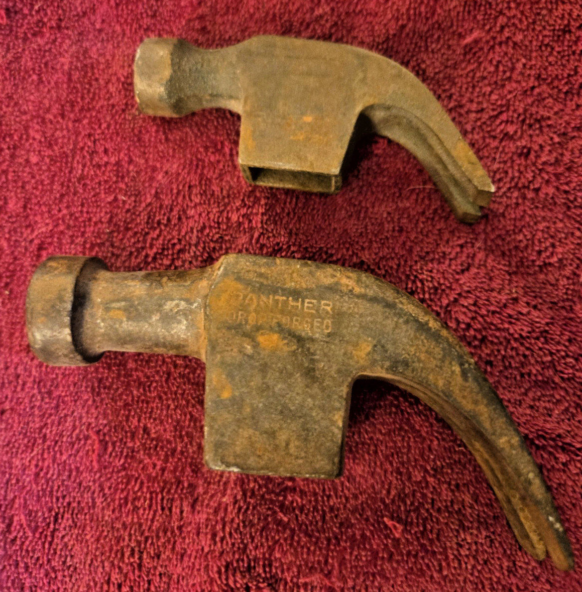 LOT OF 2 SMALL CLAW HAMMER HEADS - WEIGHT 6 OZ., 15 oz