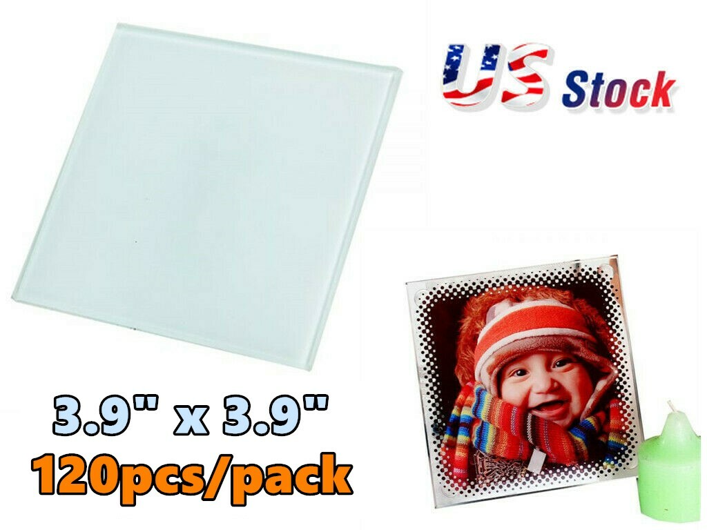 120 Sublimation Personalised Photo Glass Coaster Blanks 3.9in x 3.9in Glossy
