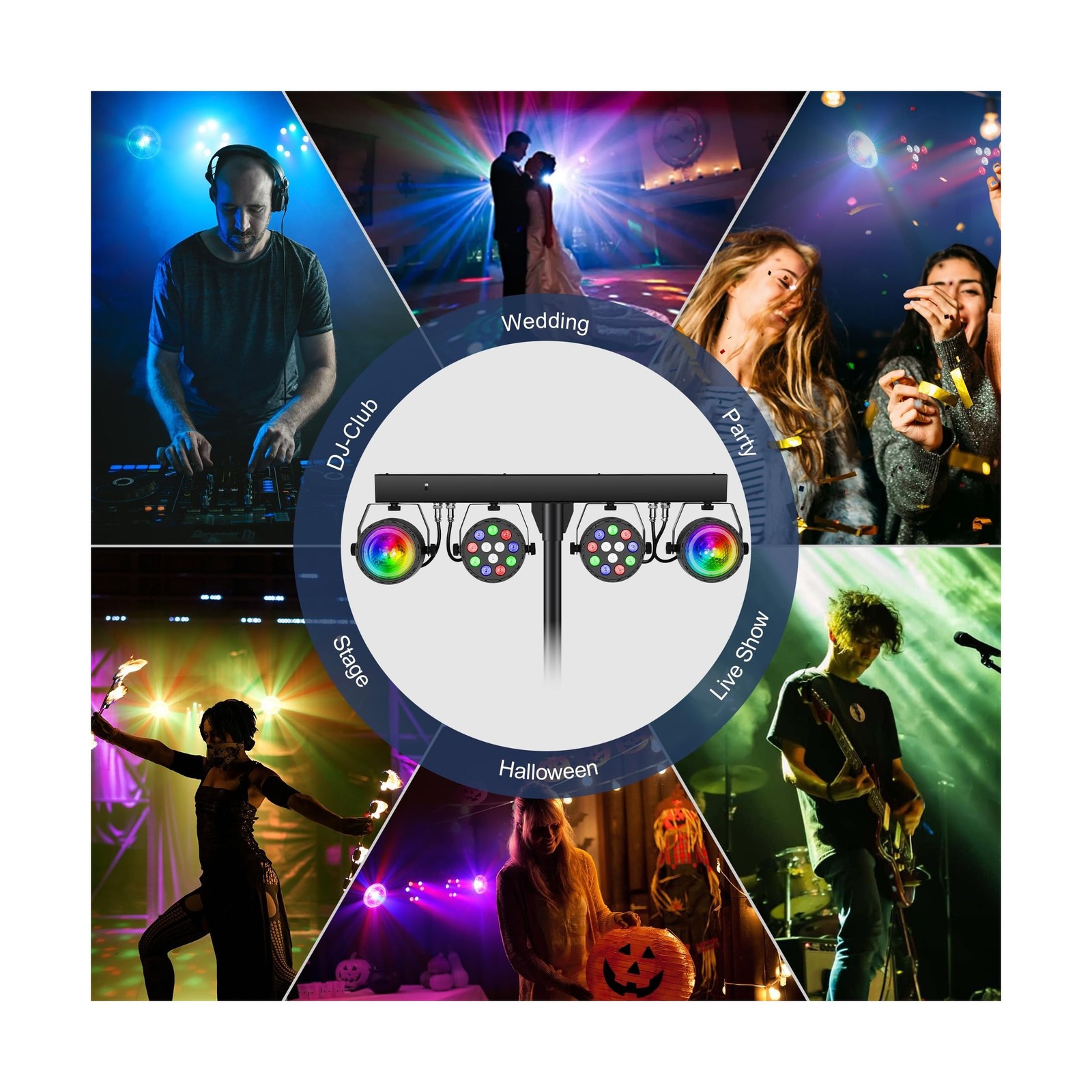 DJ Disco Lights with Stand, Professional LED Party Light Set, DJ Lighting Sys...