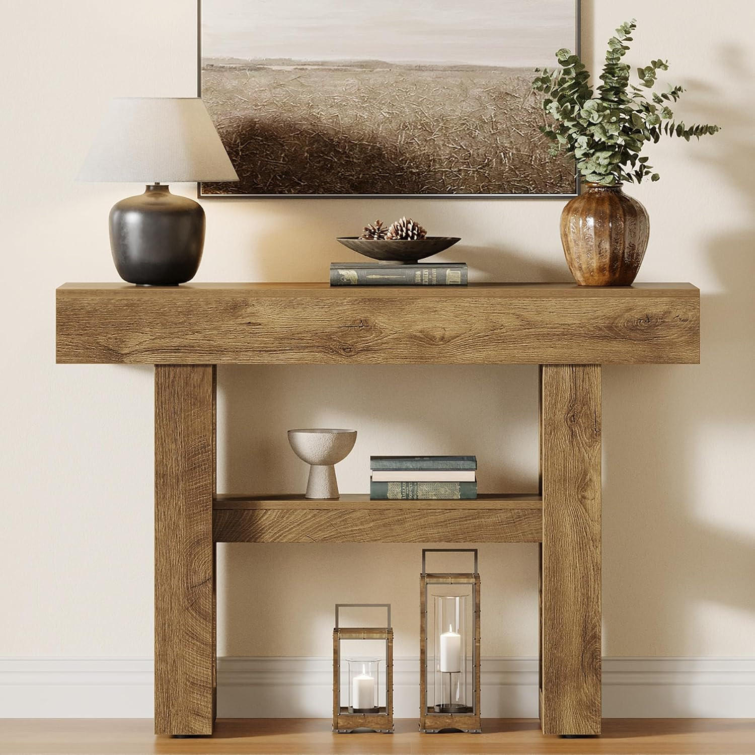 Tribesigns 41.34" Farmhouse Console Table, Sofa Table behind the Couch | 2-Tier