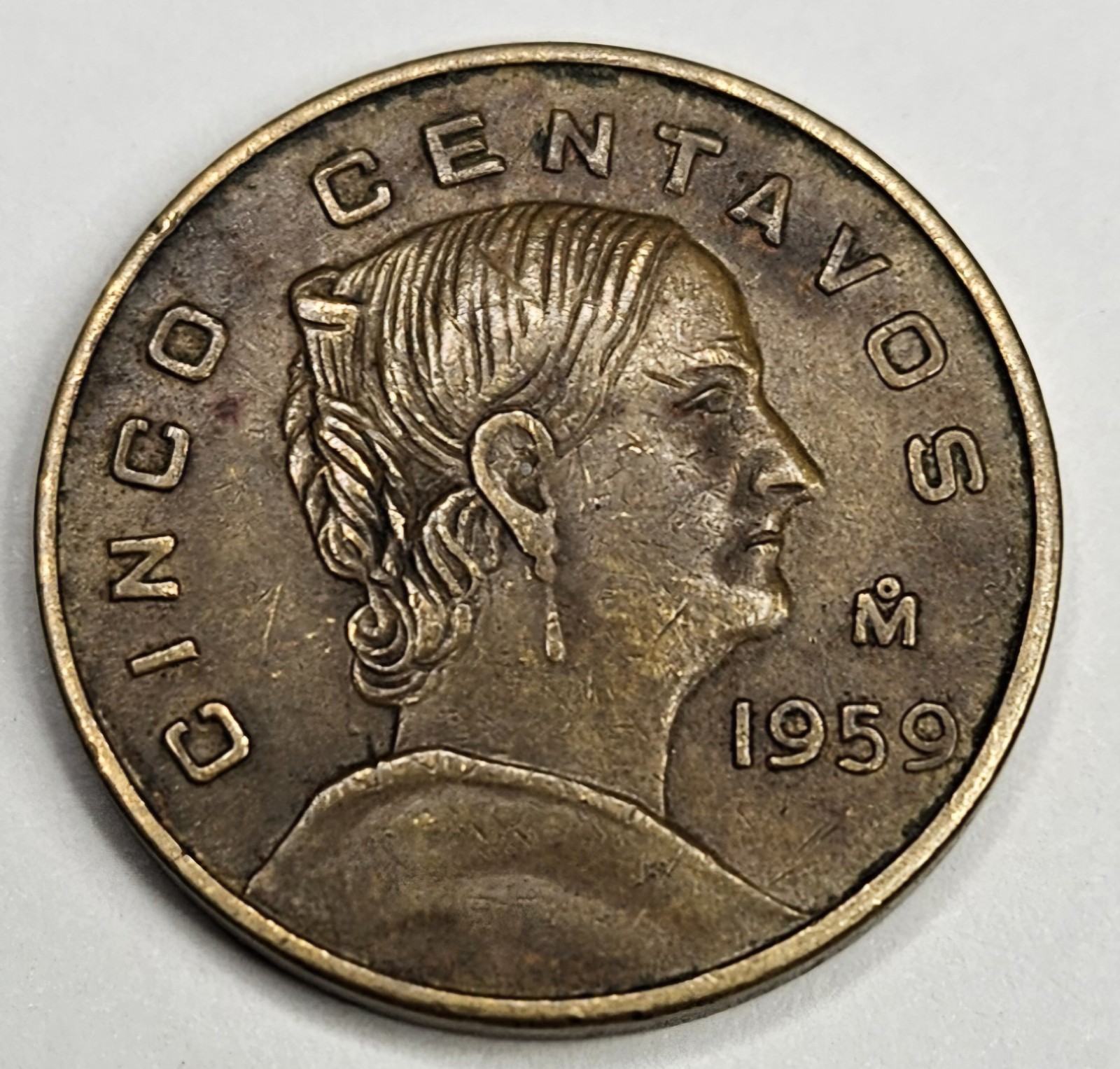 1959 Mexico 5 Five Centavos - Circulated Mexican Brass World Coin - L4