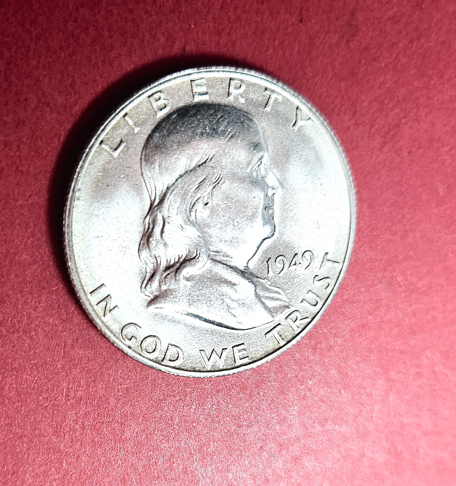 1949 S Uncirculated Franklin Silver Half Dollar.Very Nice Bell Lines 90% Silver.