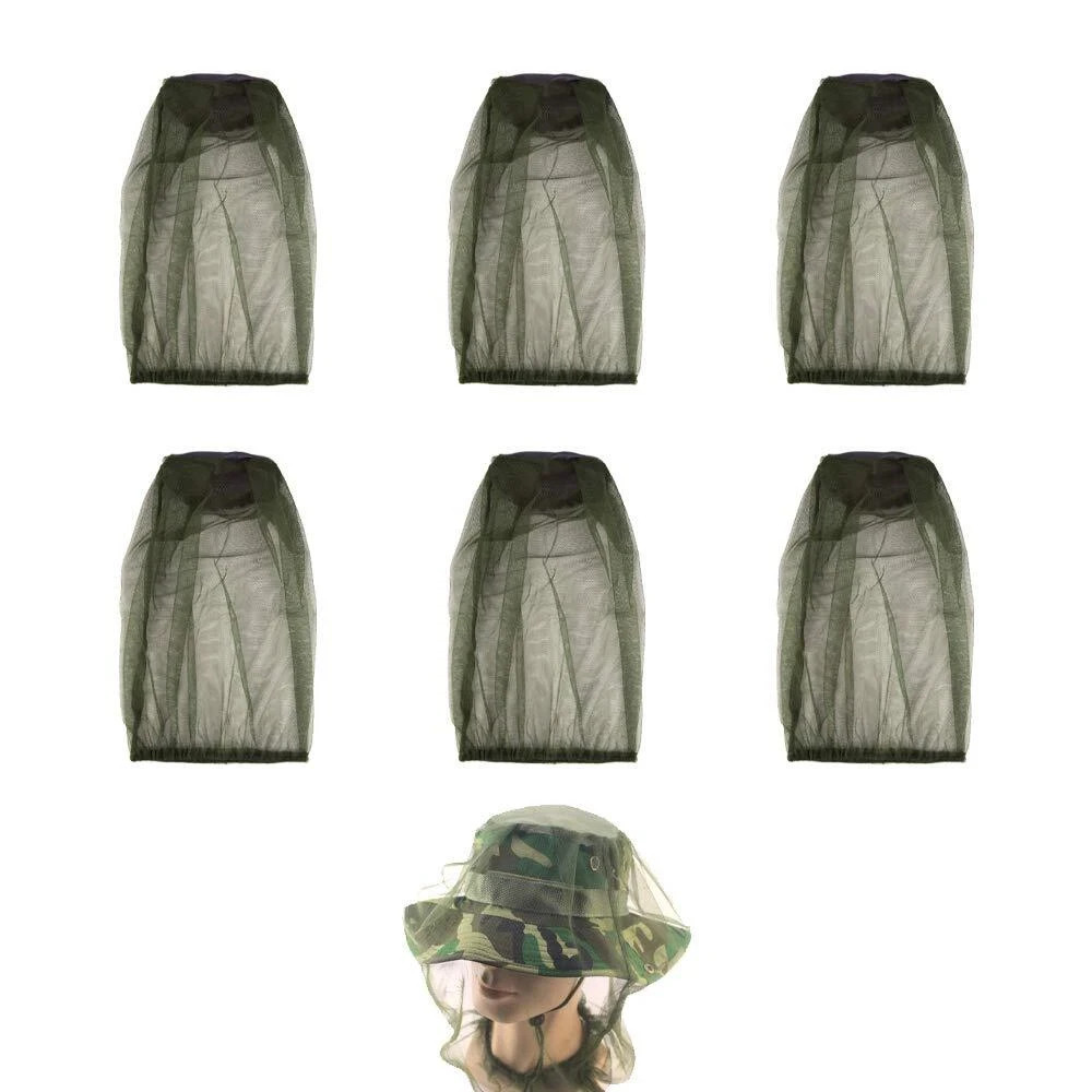 6 Pack Mesh Mosquito Head Net Face Neck Fly Netting Hood for Camping Hiking