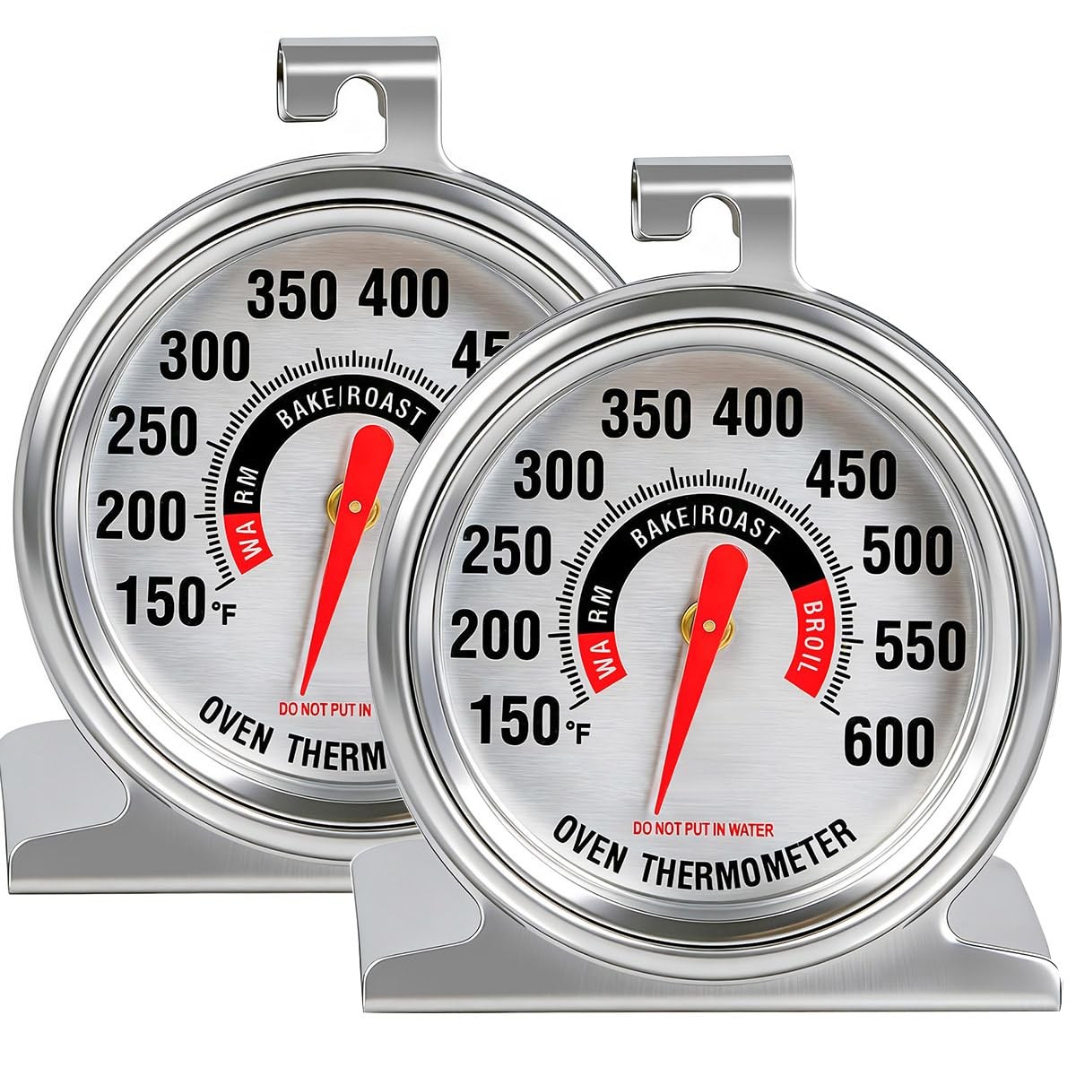 Oven Thermometers(2 Packs) for Gas or Extra Large, 3 inch dial, silvery