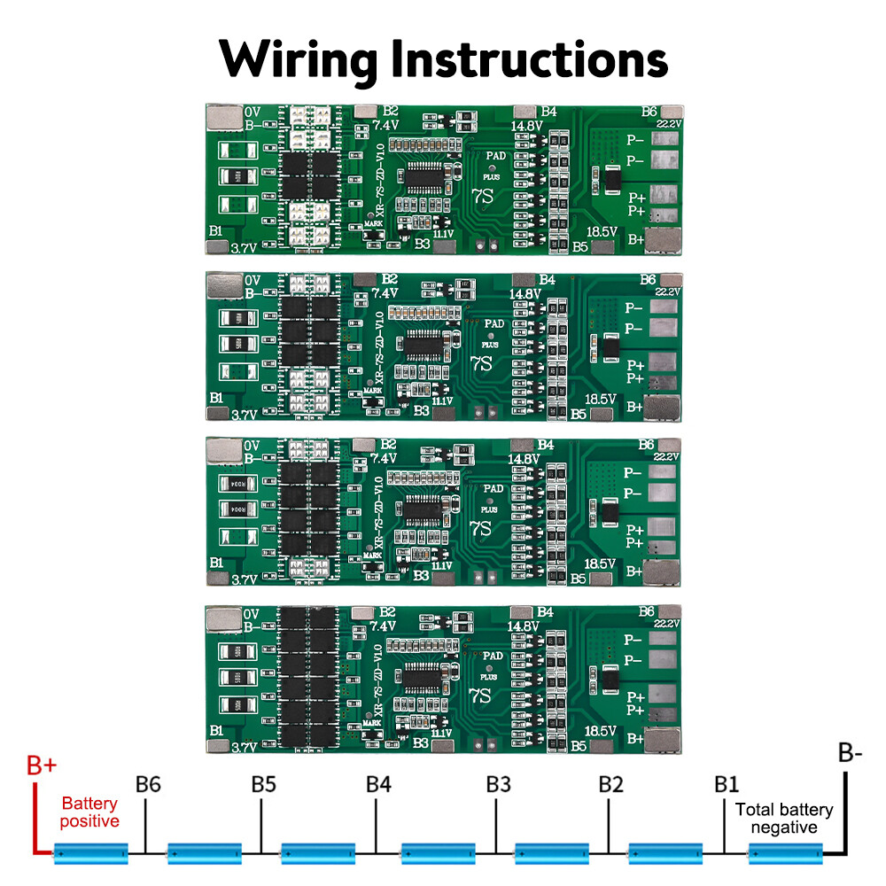 24V 10A/20A/30A Ternary 7S 18650 Li-ion Battery Protection Board Anti-Overcharge