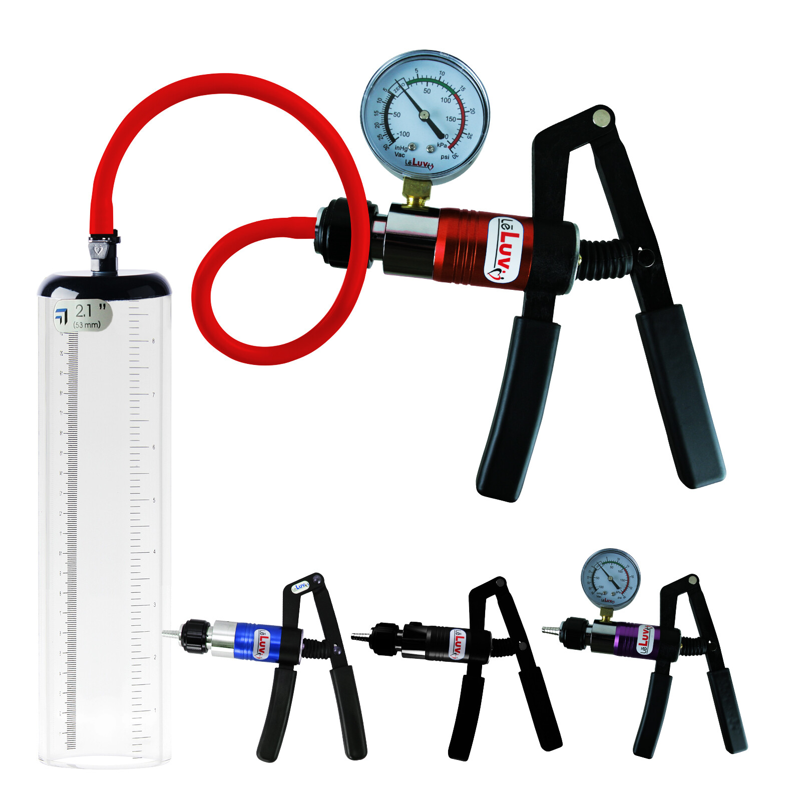 LeLuv Primo Pro+ Penis Pump - Thick-Walled No Flange Cylinder Vacuum or Inflate