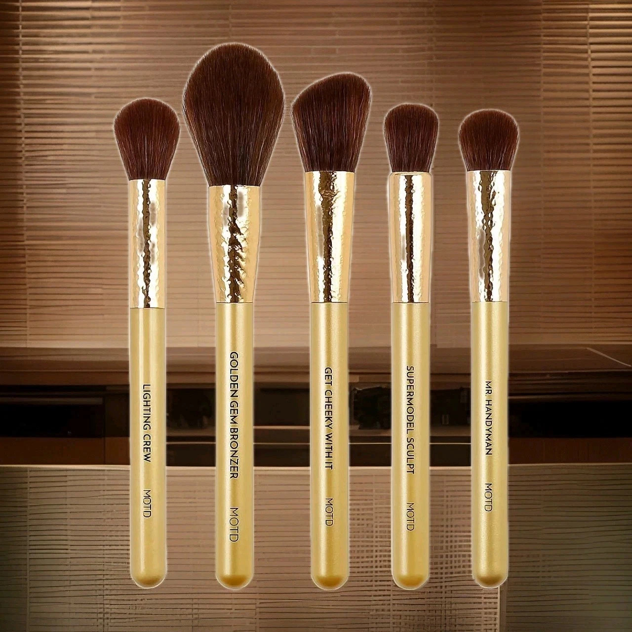 MOTD 5pc Cosmetic Brush Set Gold Goddess - Contour & Highlight, Cruelty Free