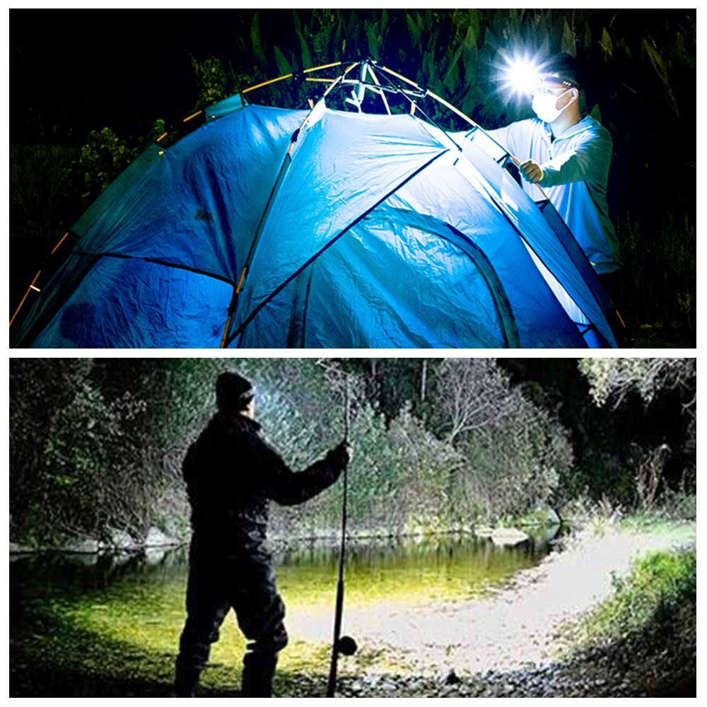 White Sensor LED Zoomable Headlamp Predator Head Torch Light USB Rechargeable