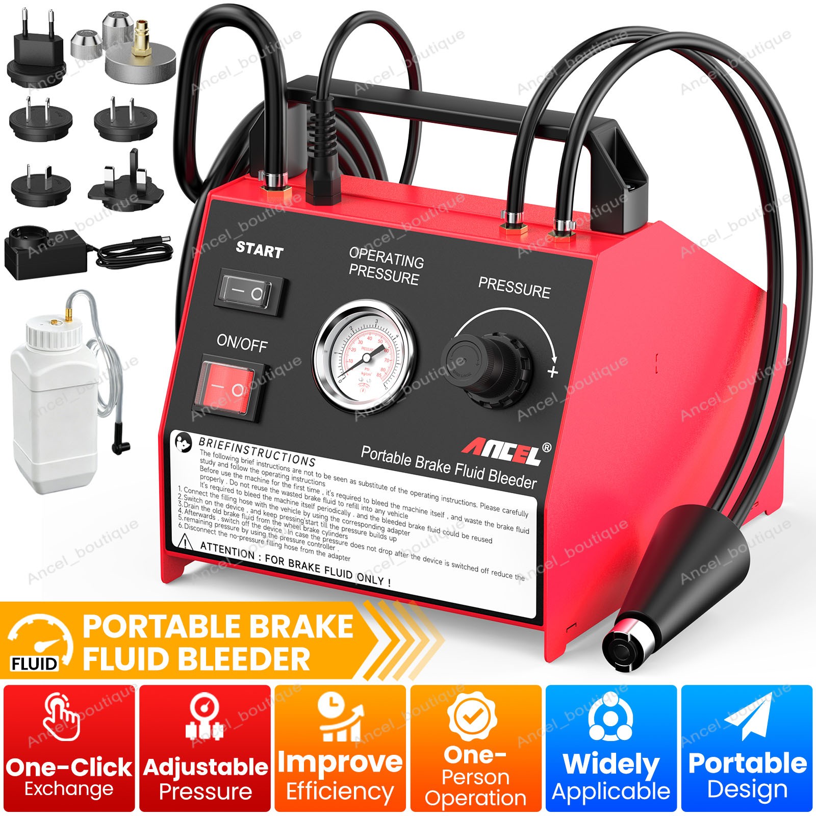 ANCEL BR2000 Automotive Brake Fluid Exchanger Portable Bleeding Tool For Dodge