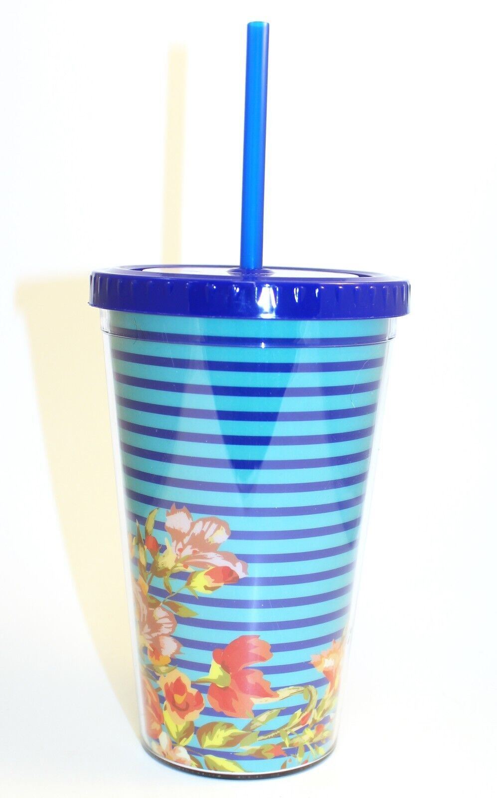 Tillys Floral Tumbler Plastic Screwtop Lid Cup BPA Free Dishwasher Safe NEW 16oz
