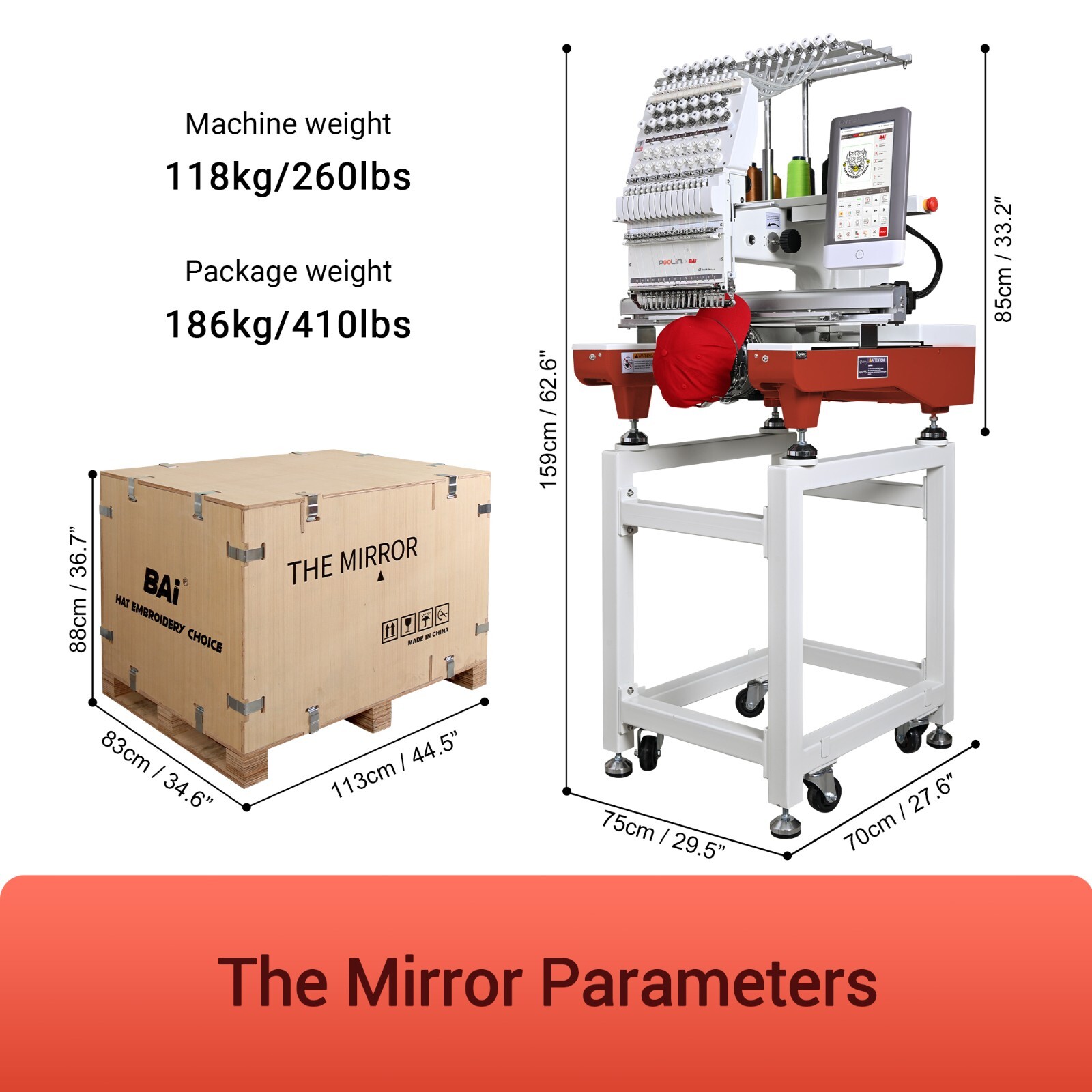 THE MIRROR POOLIN&BAi Embroidery Machine Computerized CAP