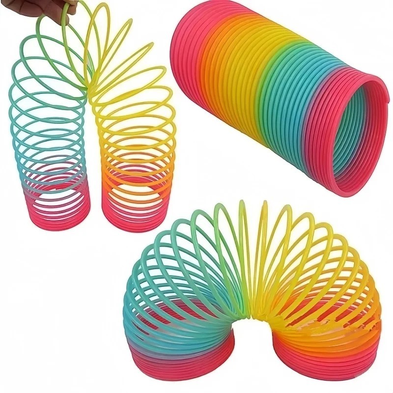 Rainbow Circle Folding Toy Magic Spring Coil Elastic Pen Holder Fun