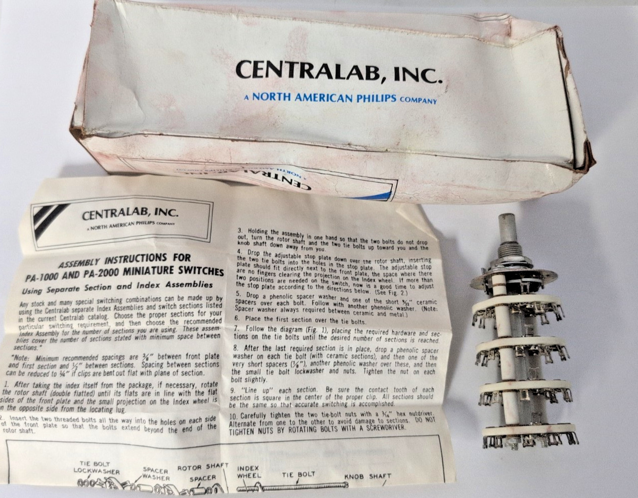 CENTRALAB NON SHORTING STEATITE 8 POLE 6 POS PA-2027