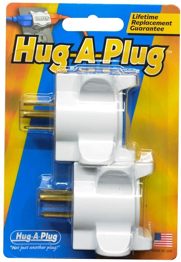 Hug-A-Plug Grounded Dual Outlet Adapter Plug Model DG3 White (2 Pack), New