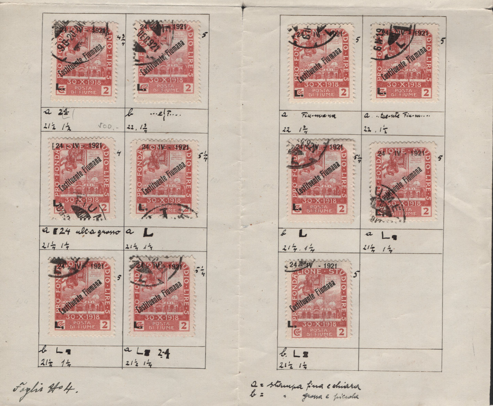 ✔️ FIUME UNIQUE HIGH VALUE STUDY EXPERTISE STAMPS VARIETY, ON FIVE LARGE SHEETS