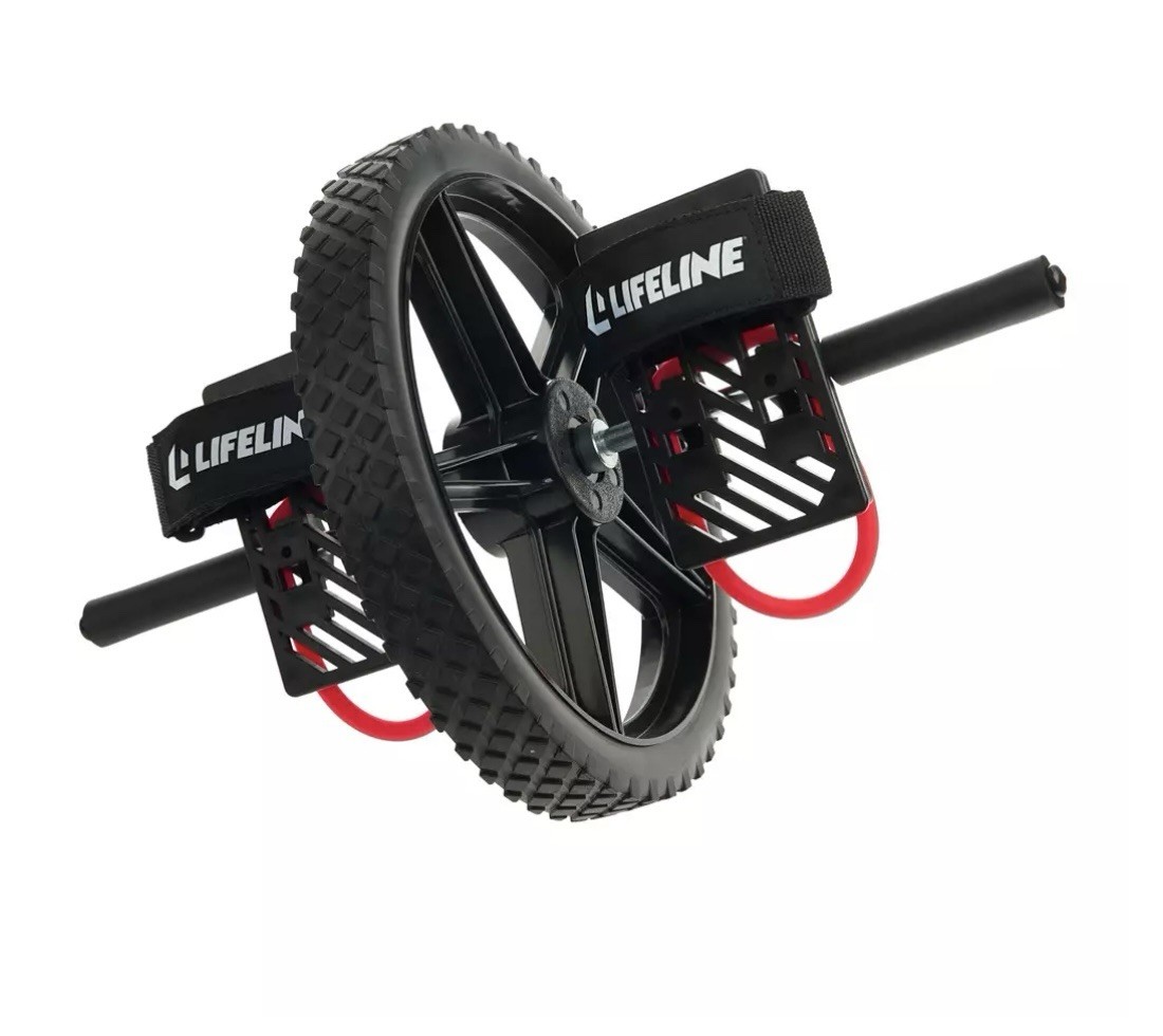 Lifeline Fitness 13” Ab Wheel Core Trainer Kit Roller + Foot Platforms Straps