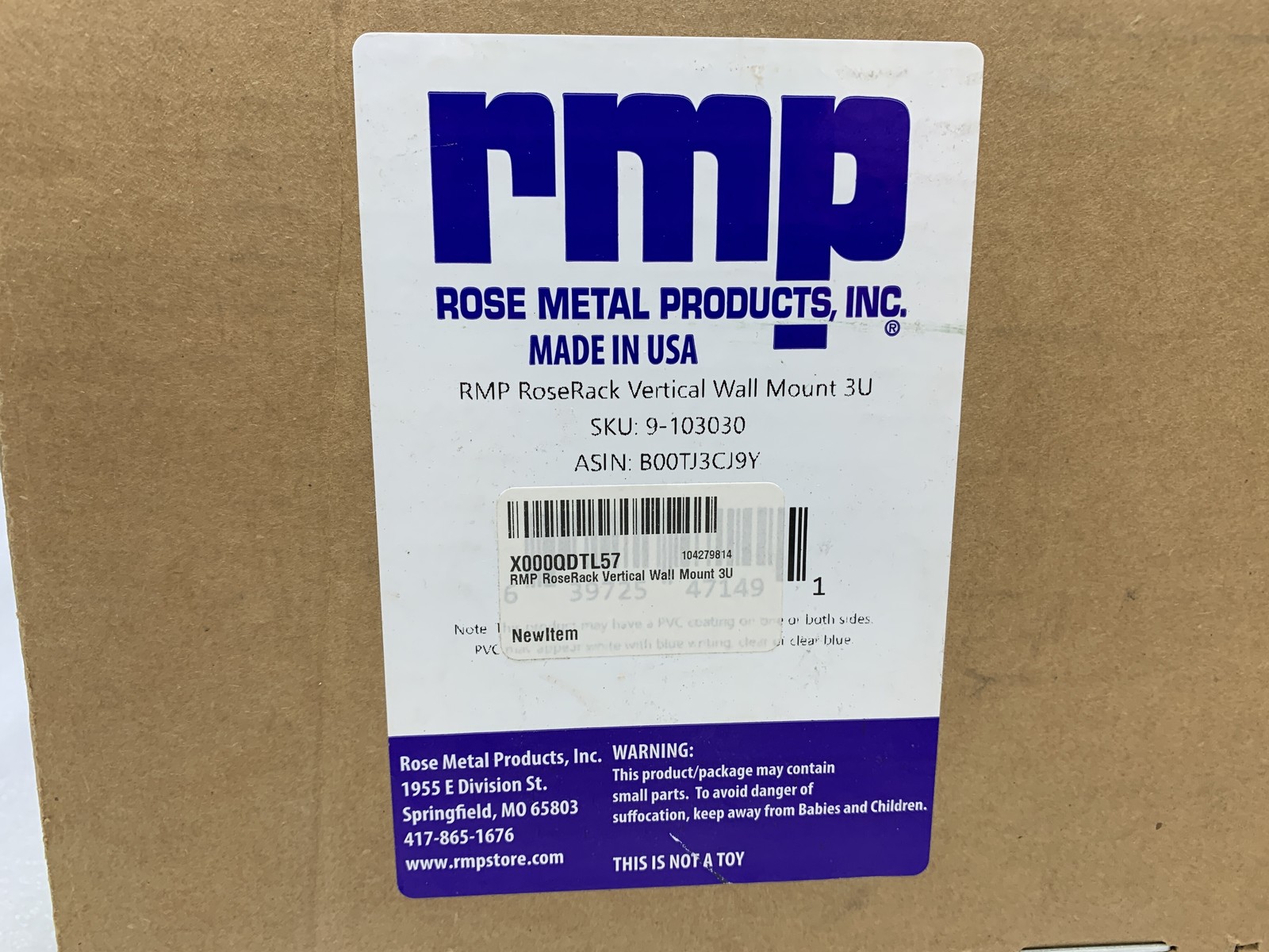 RMP RoseRack Vertical Wall Mount 3U standard rack size / Equipment Bracket