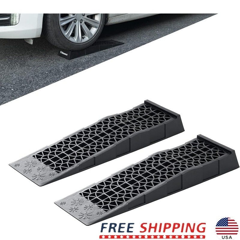 Set of 2 Low Profile Car Ramps Vehicle Maintenance Lightweight 3 Ton Capacity US