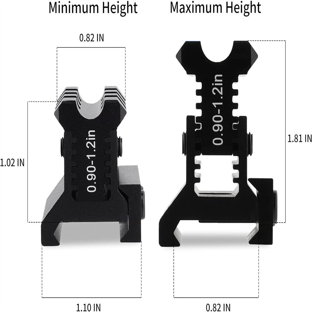 Picatinny Riser Mount Adjustable Height 0.9-1.2in Lockdown Series 3 Slots Raise
