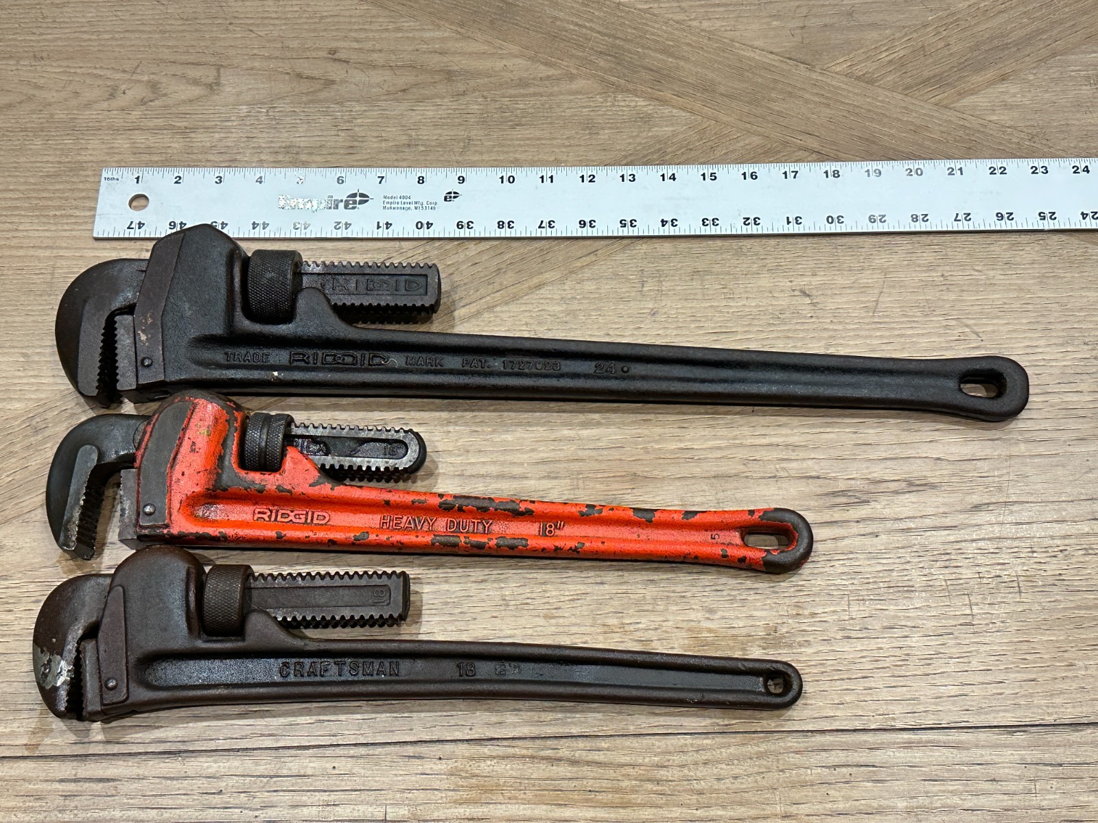 🇺🇸 Ridgid 2pc 24" 18" Pipe Wrench Heavy Duty Ridge Tool Co. & Craftsman 18"